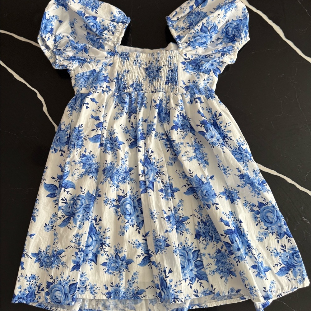 Rare Editions Blue Floral Kids Dress - Picture 4 of 5